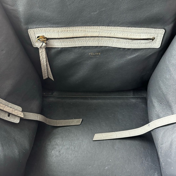 100% Authentic - CÉLINE Grey Croc Embossed Leather Large Phantom Luggage Tote - Picture 5 of 6